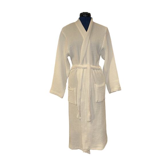 Kassatex Waffle Weave Robe Womens Size S/M Mid-Length White - Picture 2 of 6